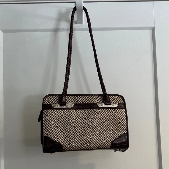 Bueno Brown and Cream Checkered Shoulder Bag - Picture 8 of 14